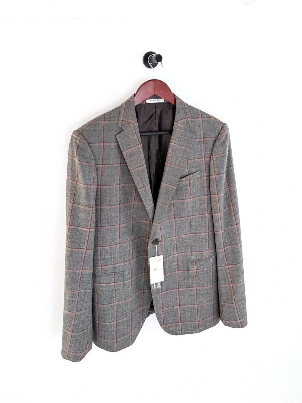 NWT NEW Armani Collezioni Gray Plaid Italian Wool Sport Coat Windowpane 40R